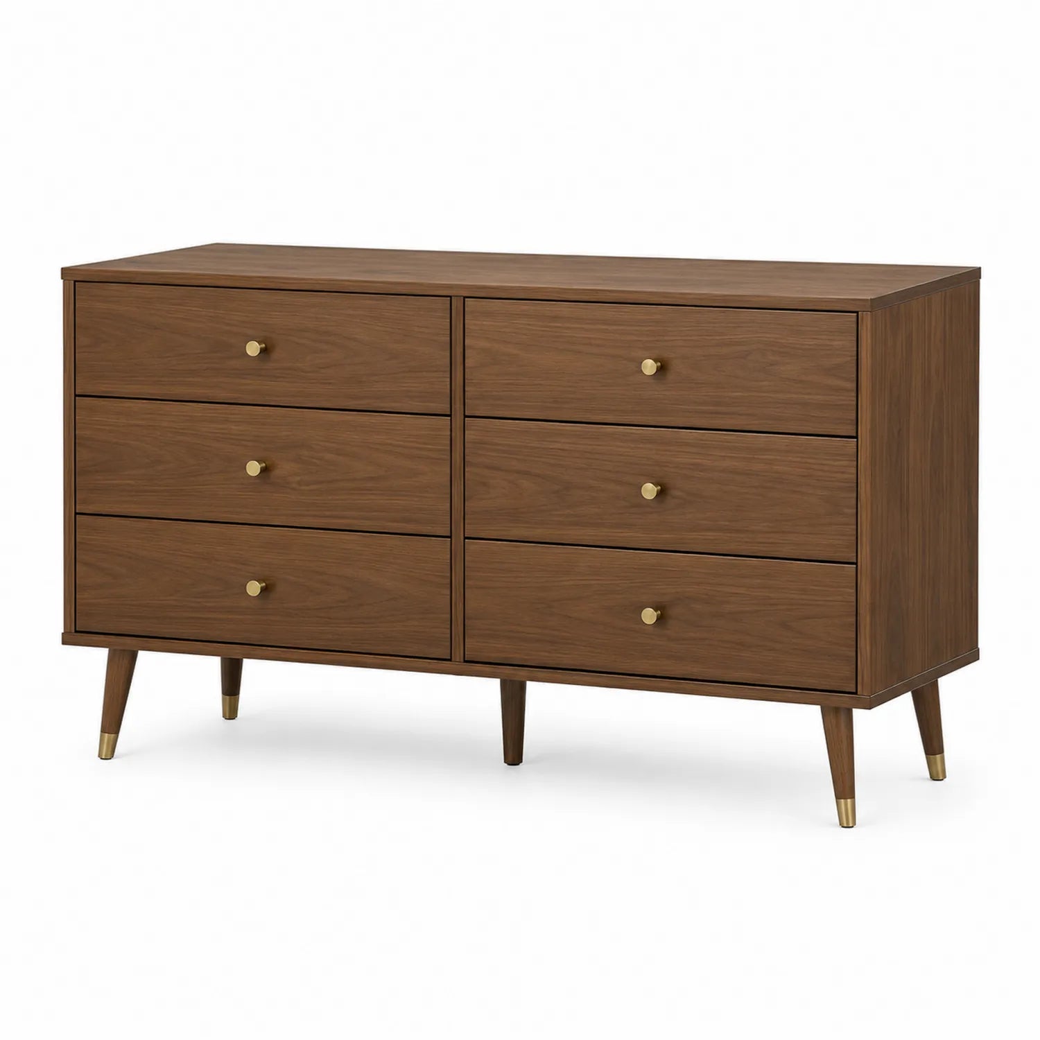 Commode 6 tiroirs en bois de noyer 120x40x75 cm