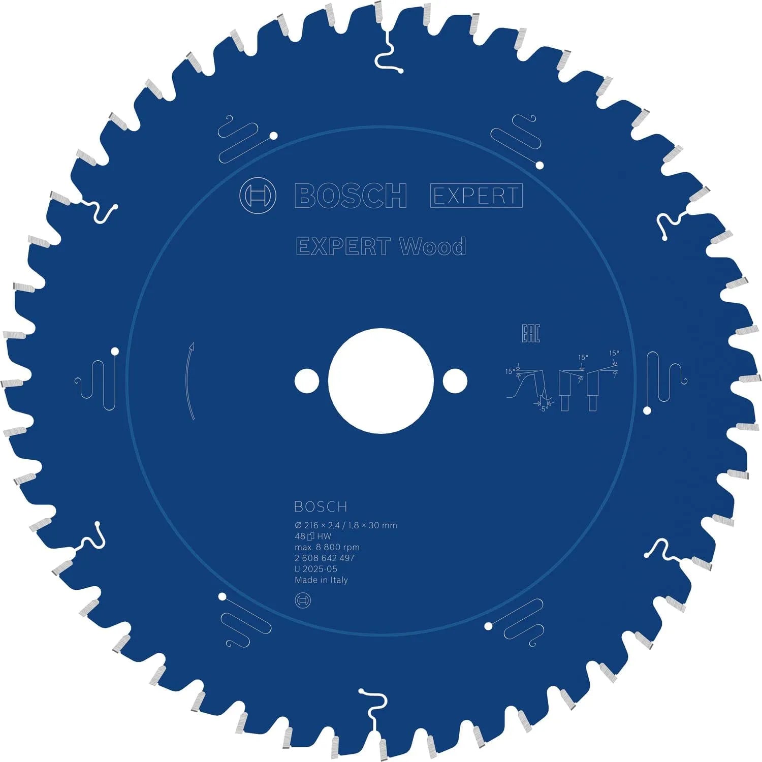 Bosch 2608642497 Lame de scie circulaire – en bois, 216 × 30 × 2,4 mm, pour le travail du bois, bleu