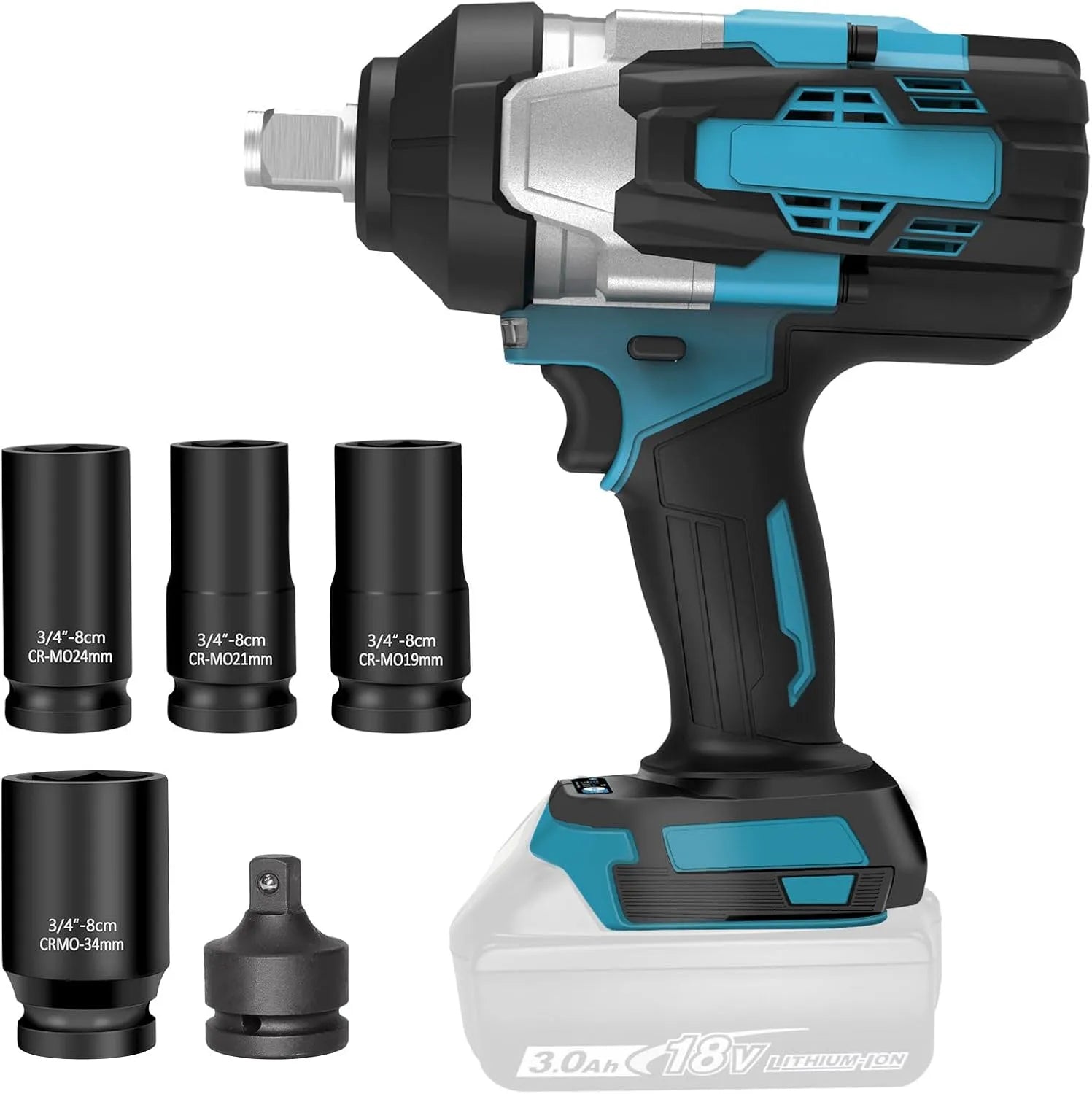 Makita 18 Clé à chocs pour desserrer et serrer rapidement les assemblages résistants sans fil 2 000 N.m pour 18 – 18 V, 4,0 Ah, 4 pouces