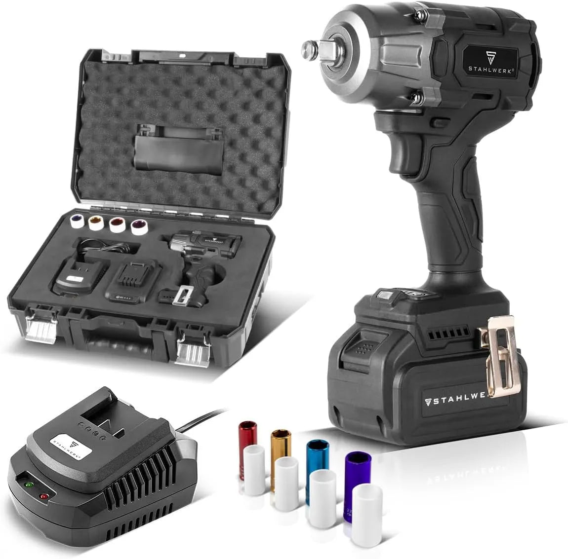Visseuse à percussion sans fil ADS-880 ST – moteur sans balais, 880 Nm, pour le travail du métal, STAHLWERK ADS-880