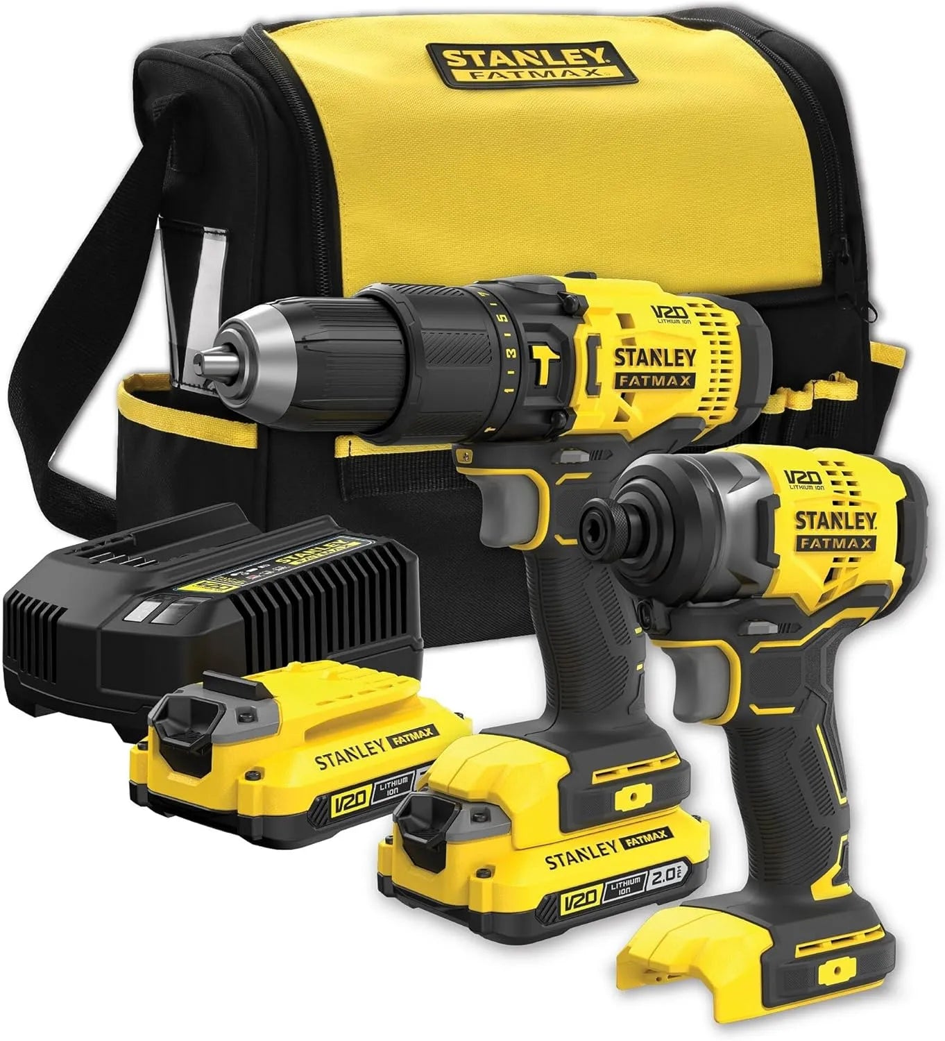 Stanley FATMAX SFMCK465D2S-QW Perceuse à percussion: sans fil, moteur sans balais, 18V, 2,0Ah