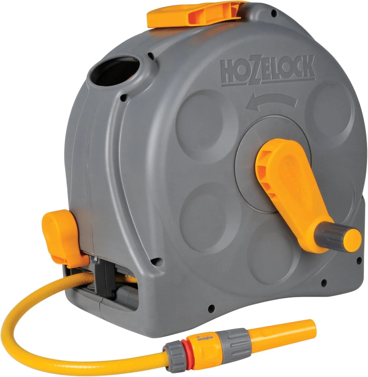 Dévidoir Portable ou Mural, Fonction Ré-enroulage Facile, HOZELOCK - Dévidoir Compact 25 M 2en1