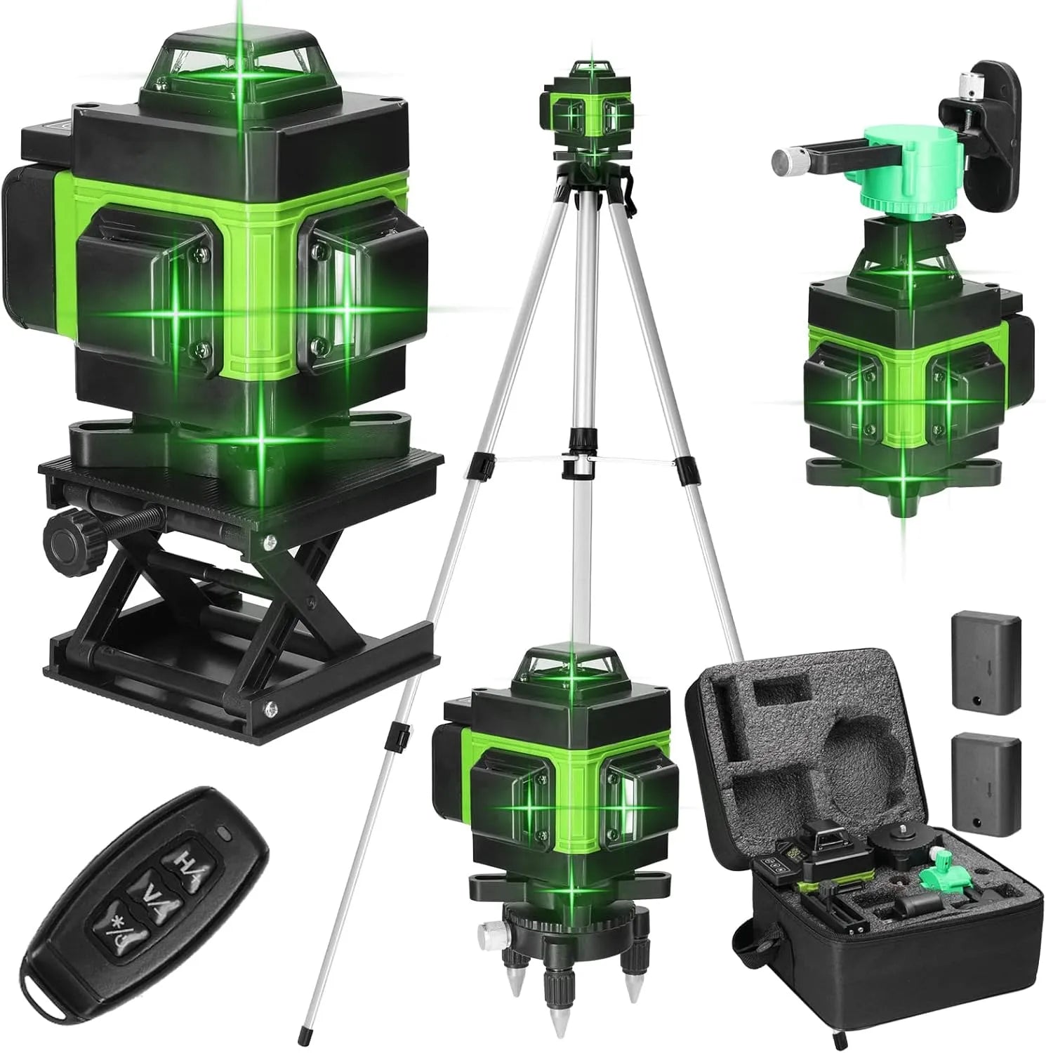 Niveau laser et laser lignes croisées – montage mural, technologie 3D/4D, pivotant, rechargeable, 2400mAh