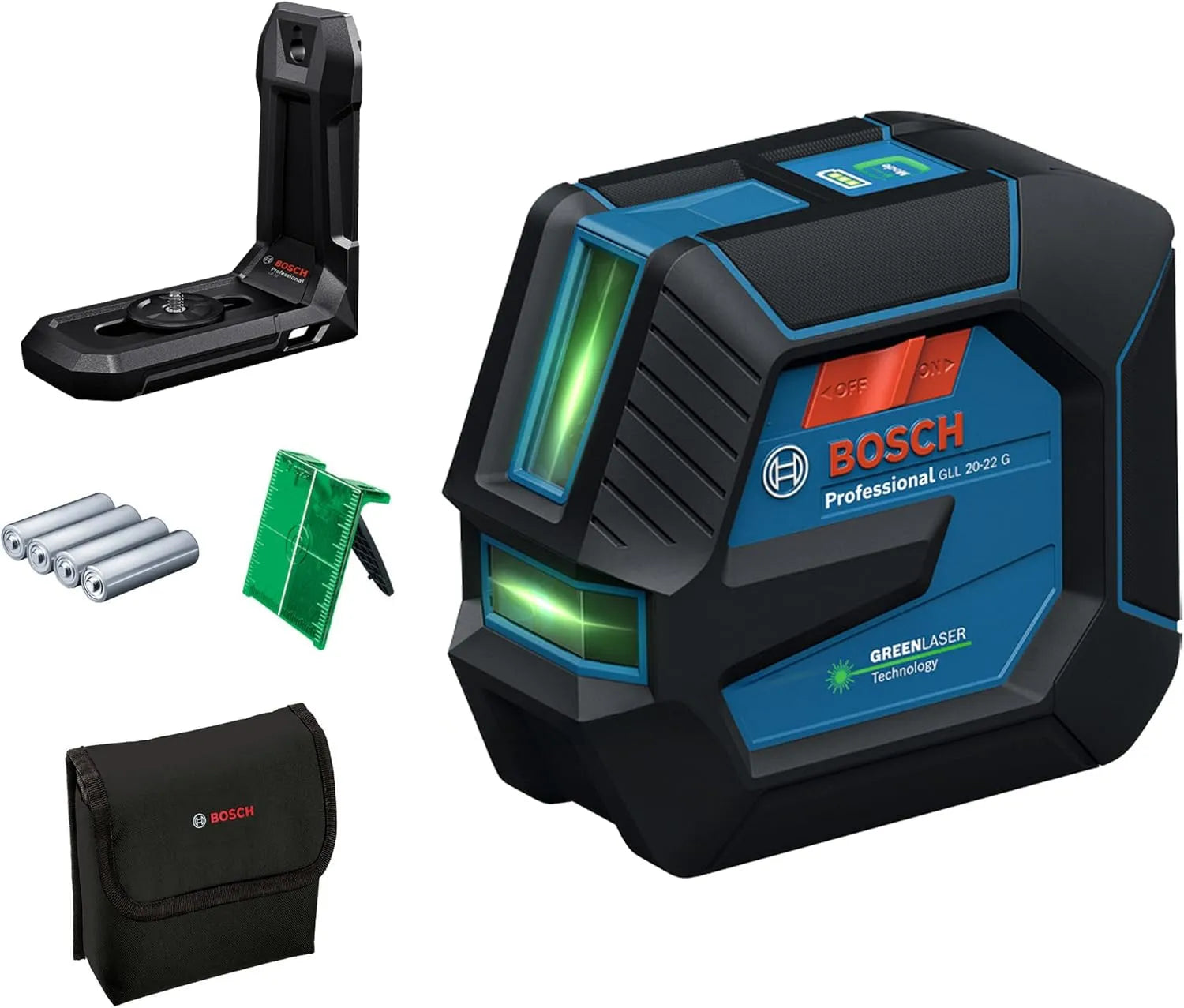 Bosch GLL 20 Professional laser lignes GLL 20-22 G support de fixation LB, usage professionnel, 1,5V, vert