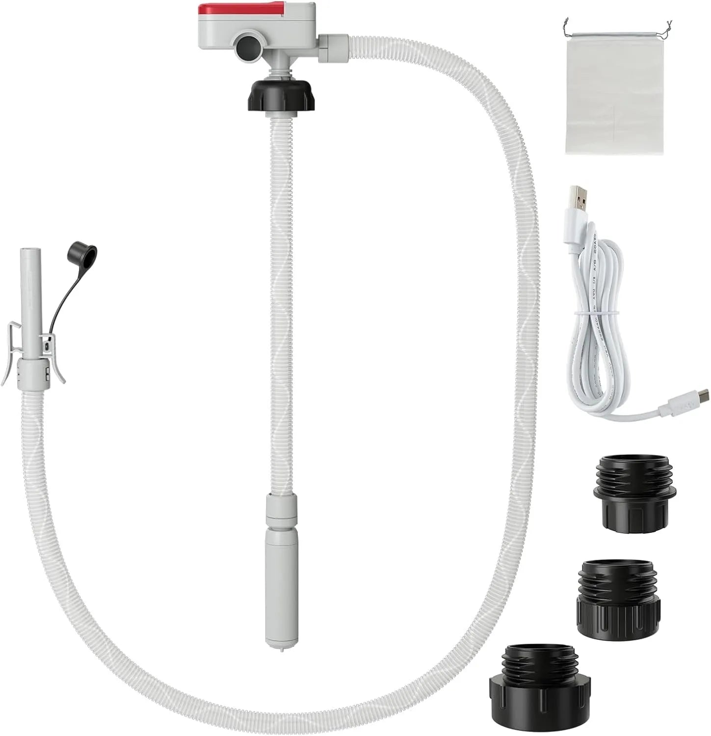 FANTASK Pompe de transfert de carburant électrique 3,2 GPM avec tuyau et 3 adaptateurs Rouge/blanc