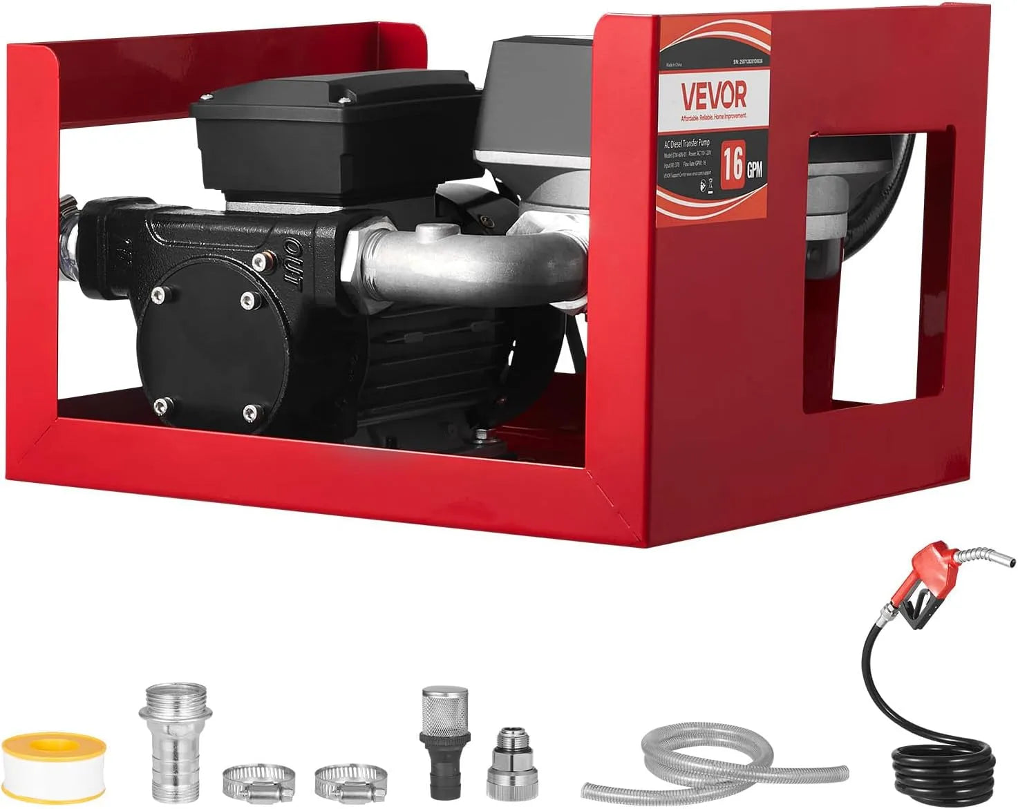 VEVOR Pompe de transfert de carburant et pompe à gasoil, 60 L/min, 13,7 m, 230 V