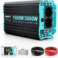 Convertisseur CC-CA et convertisseur de tension, 1500 W, alimentation solaire, onde sinusoïdale pure, avec USB-C, 3000 W, 12 V