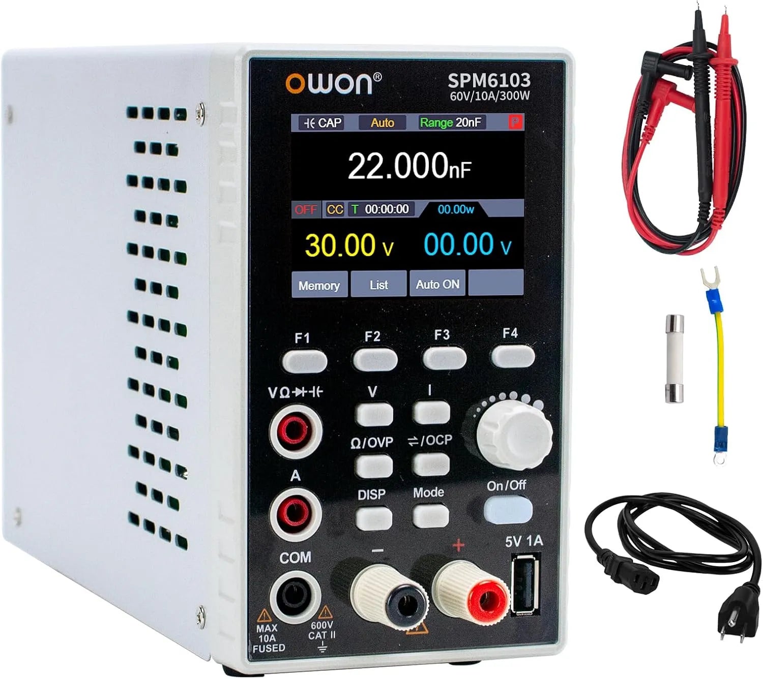 OWON SPM6103 Alimentation de laboratoire CC réglable et alimentation de banc, 60V, 10A, pour test électronique et réparation