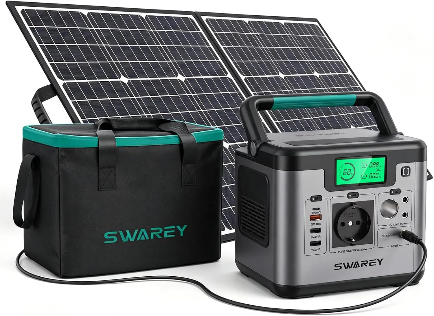 Panneau solaire et module photovoltaïque, 220V, 518Wh, pliable, avec USB-C