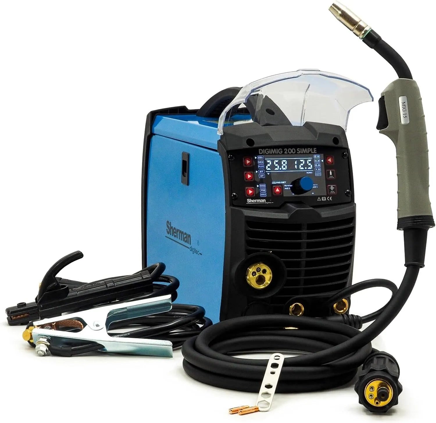 Sherman DIGIMIG 200 SIMPLE MIG/MAG 200 A Inverter WIG LCD Synergie 3 en 1 Sans gaz/gaz