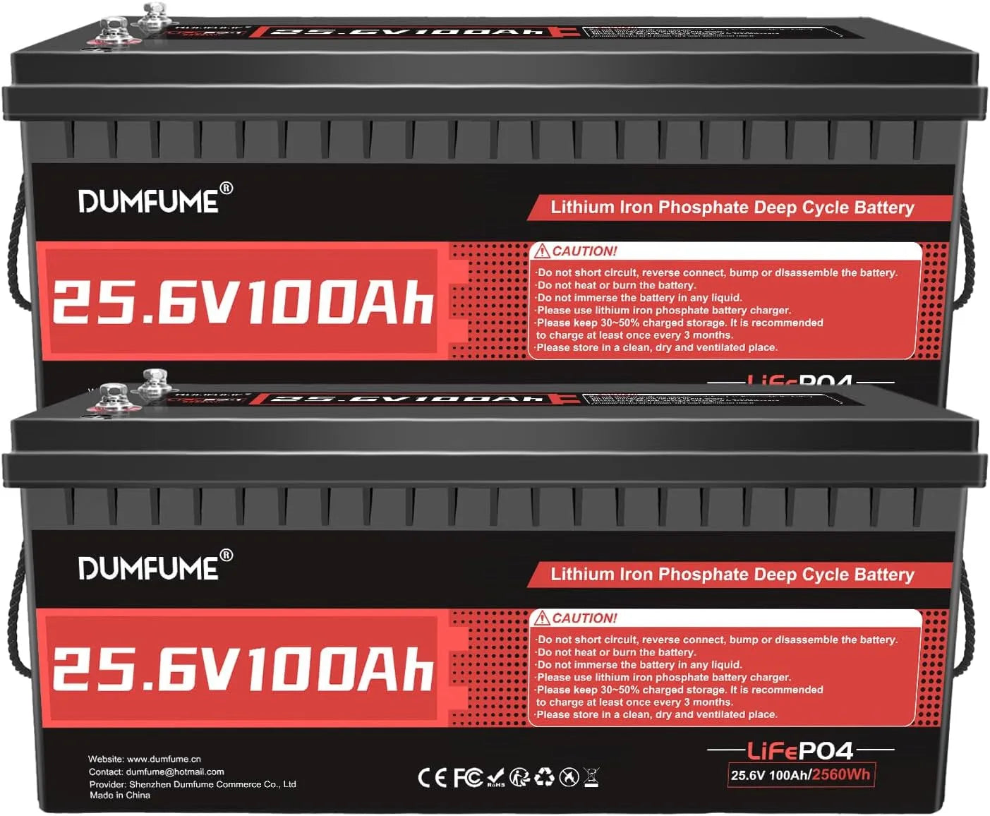 Lifepo4 Batterie lithium LiFePO4 et batterie solaire à décharge profonde, 100Ah, 2560Wh, 24V, avec BMS