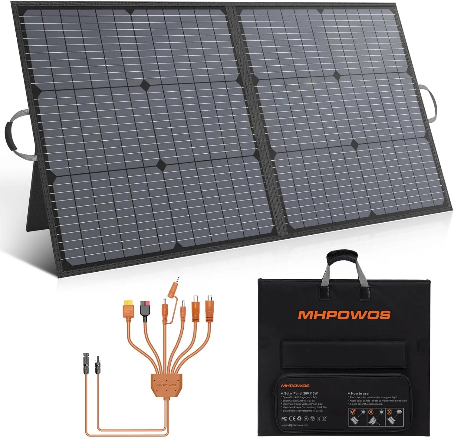 Panneau solaire et module photovoltaïque, pliable, 110W, 20V, IP67, pour camping et camping-car