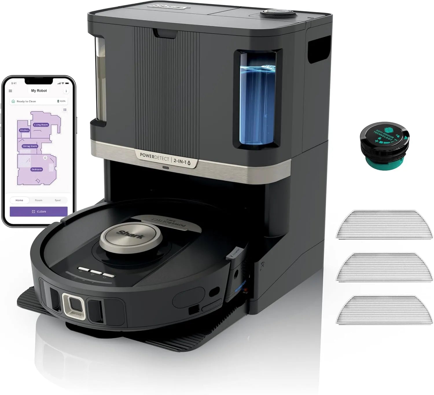 Shark Aspirateur robot: technologie 3D/4D, connexion Wi-Fi, pour l'entretien automobile, noir