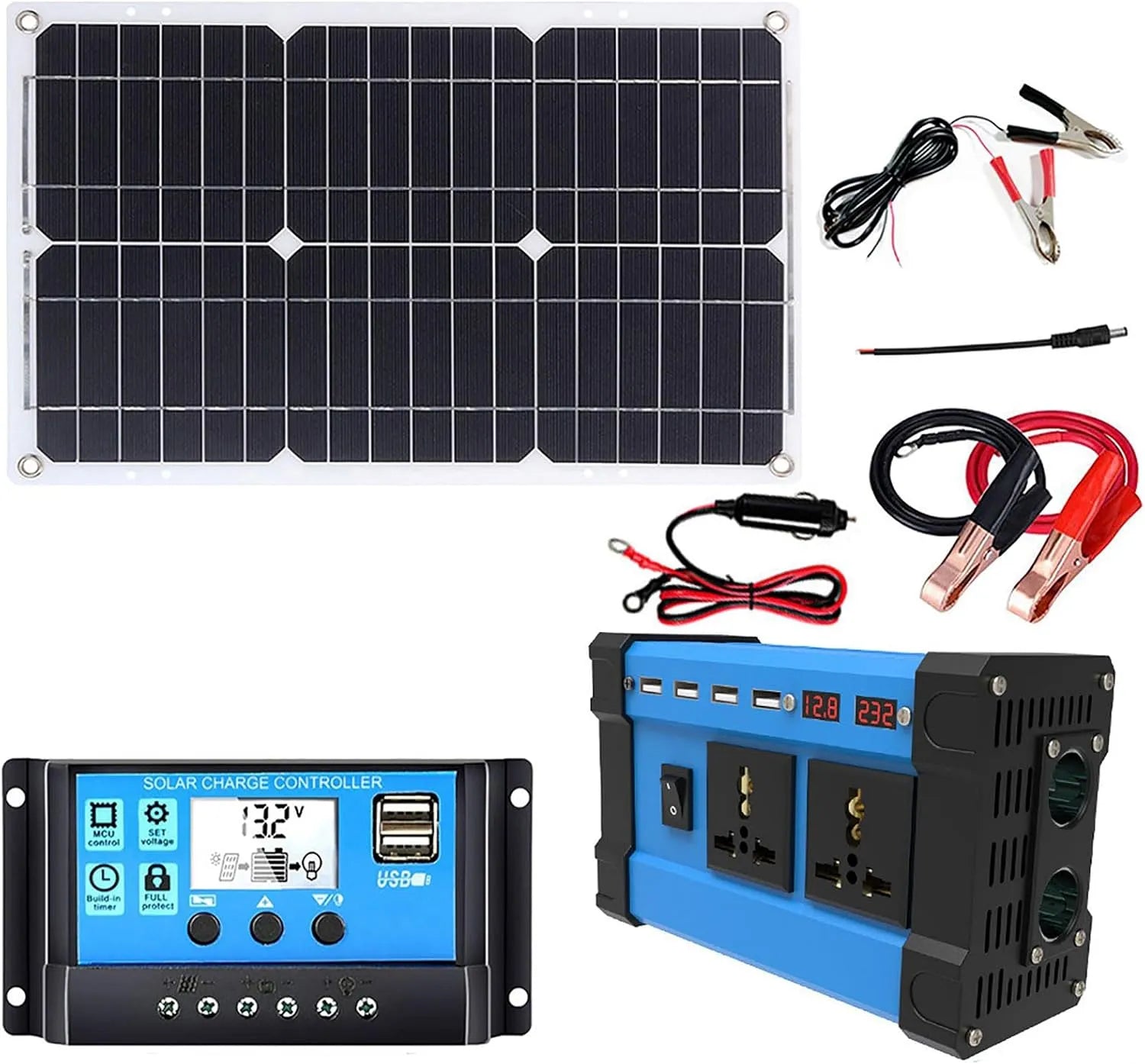 Kit solaire portable et ensemble de charge solaire, 6000W, 18W, 18V, 220V, alimentation solaire