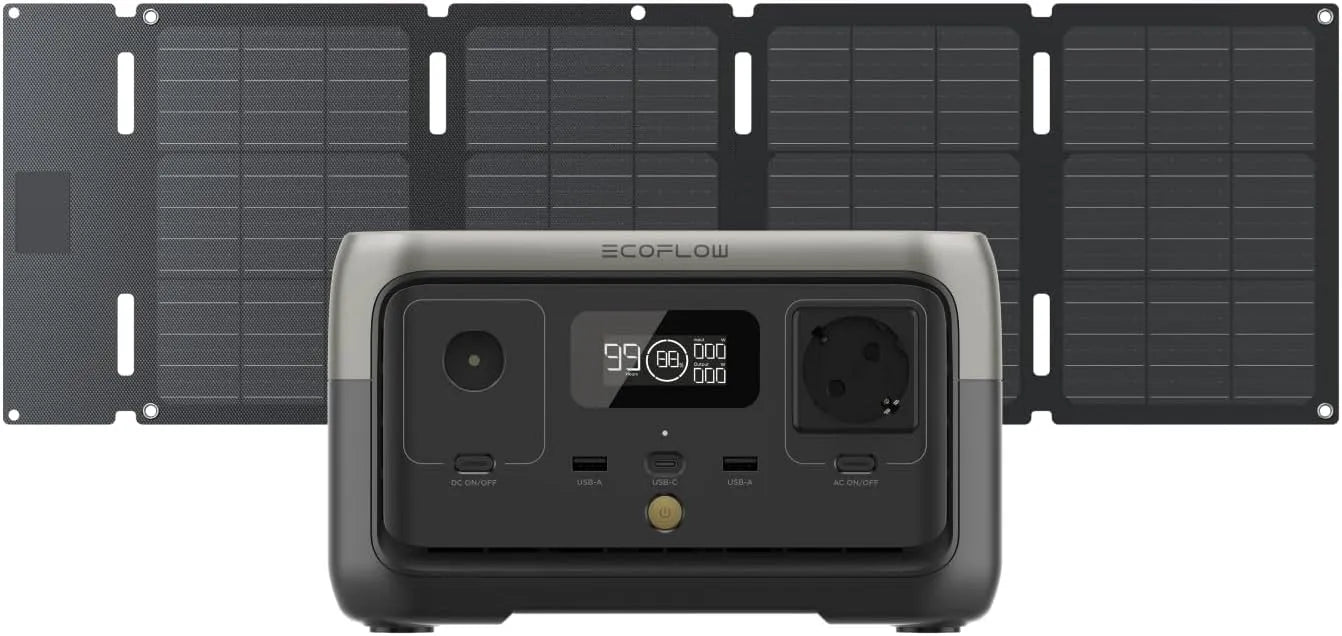 EF ECOFLOW River 2 et Panneau Station électrique portable et générateur solaire, 45 W, pour camping et camping-car, alimentation solaire
