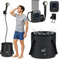 Douche Camping avec Pompe et Seau Pliable 20L Camping Douche Portable 8000mAh Pompe de Douche Rechargeable avec Affichage Numérique