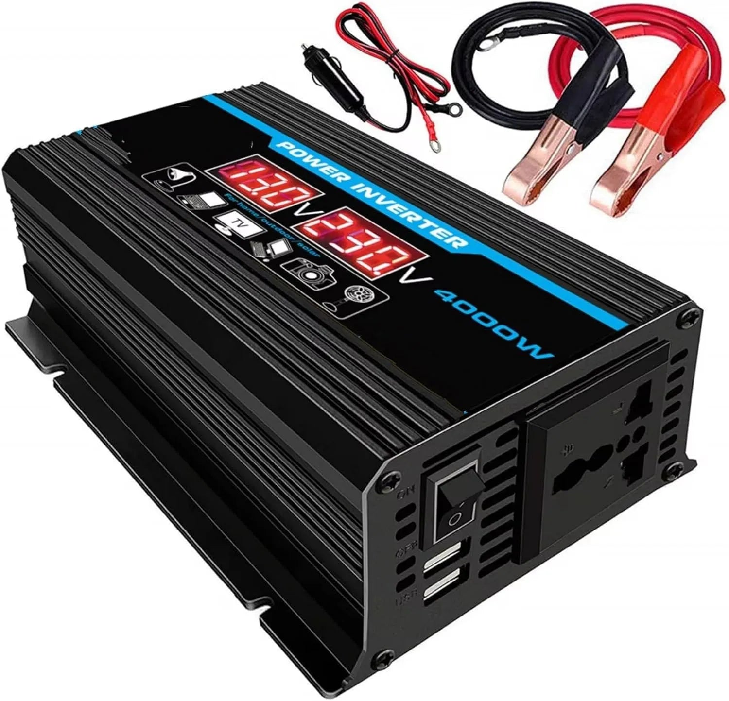 Adaptateur de recharge EV et adaptateur de connecteur, 4000 W, 12 V, 220 V, 110 V, pour véhicule et alimentation mobile
