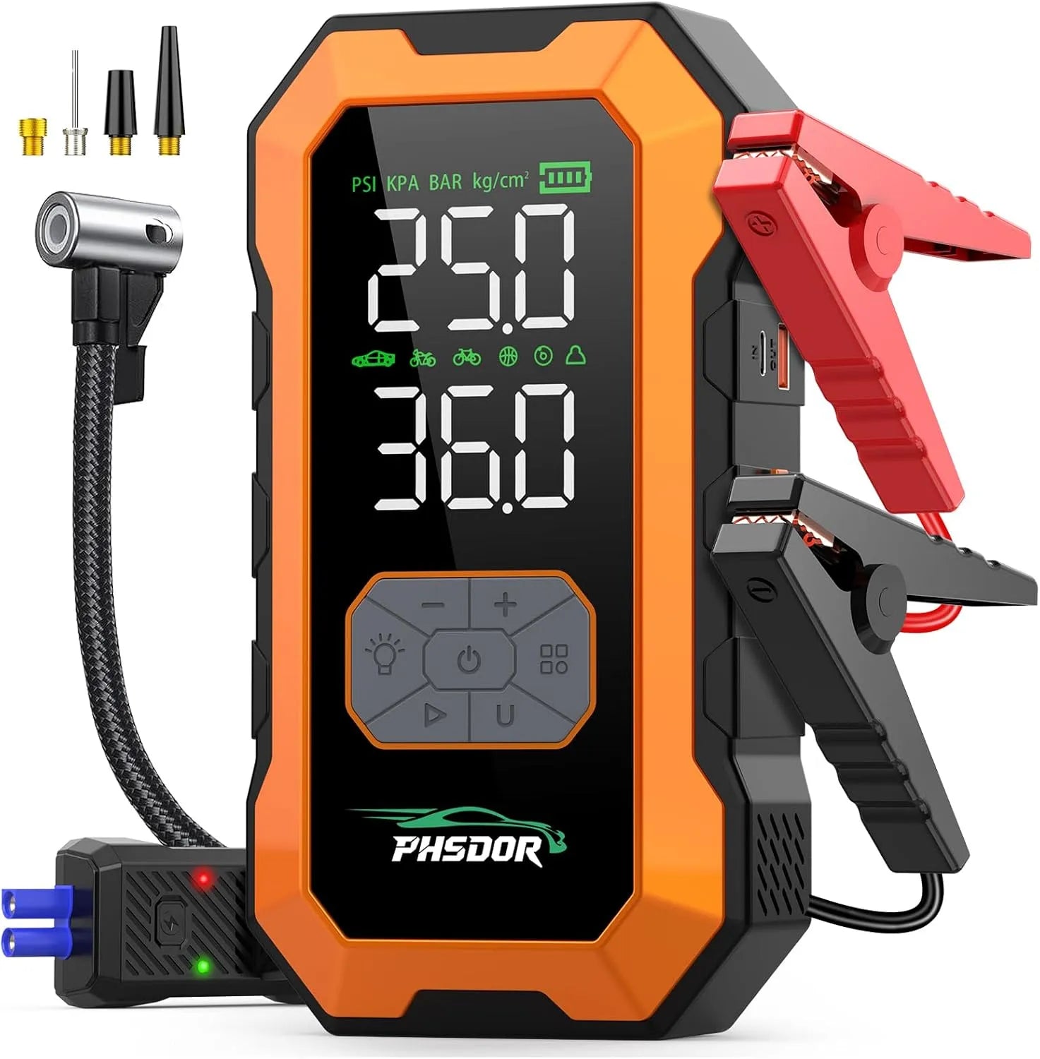 Booster de démarrage automobile et démarreur de batterie, 25000mAh, 12V, 8000A, 150PSI, pour véhicule et alimentation mobile