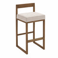 Tabouret de bar en bois avec coussin en tissu beige