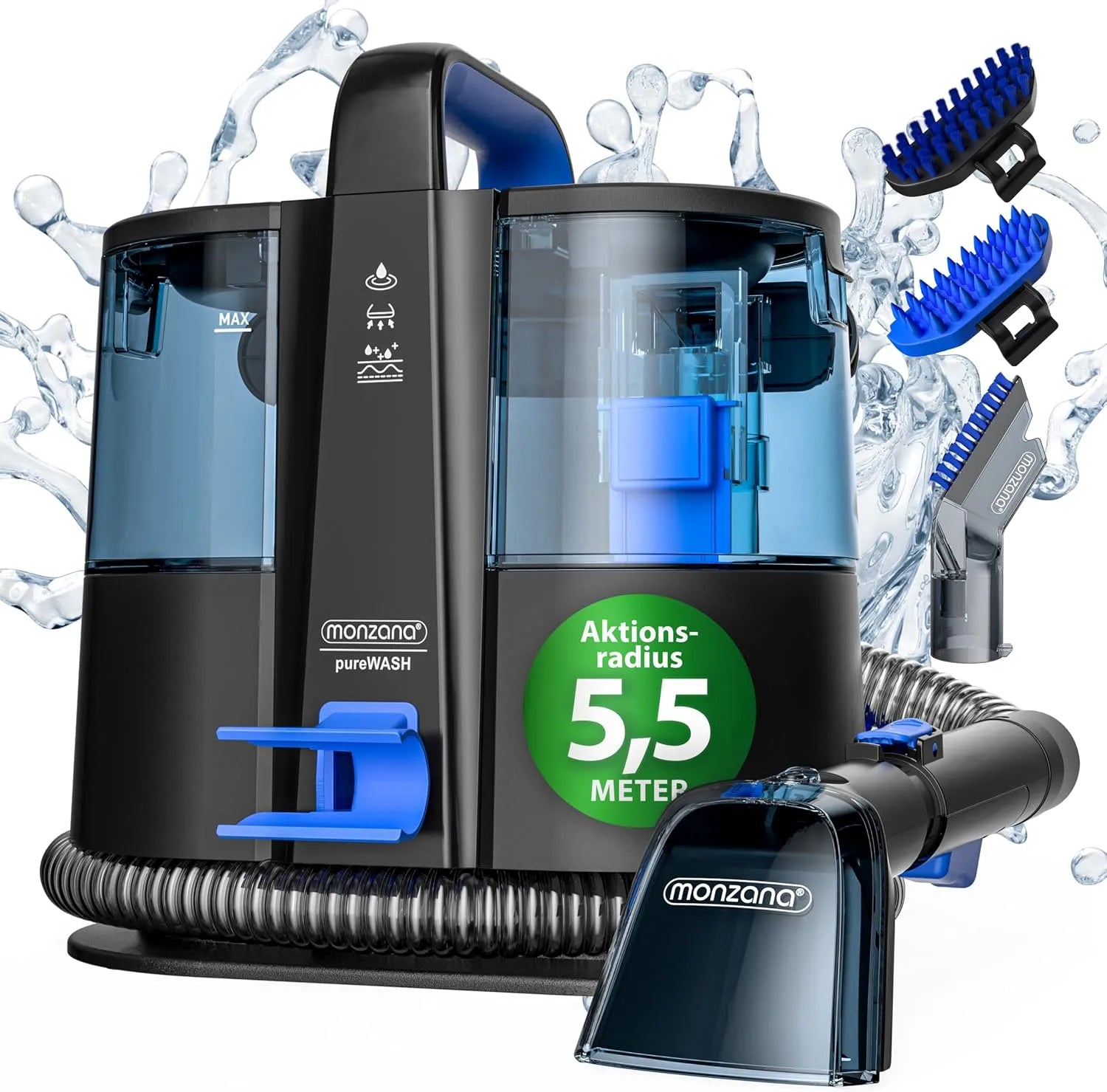 Nettoyeur injecteur-extracteur et shampouineuse tapis: format portable, 400W, pour l'entretien automobile