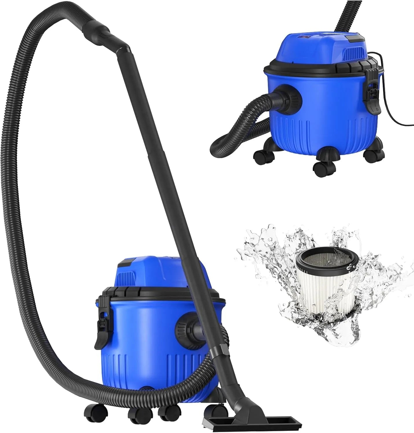 Aspirateur eau et poussière et aspirateur sec et humide, HEPA, lavable, usage à domicile, usage professionnel, 15L, 2000W
