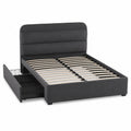 Lit double en tissu avec rangement 140x200 cm Gris
