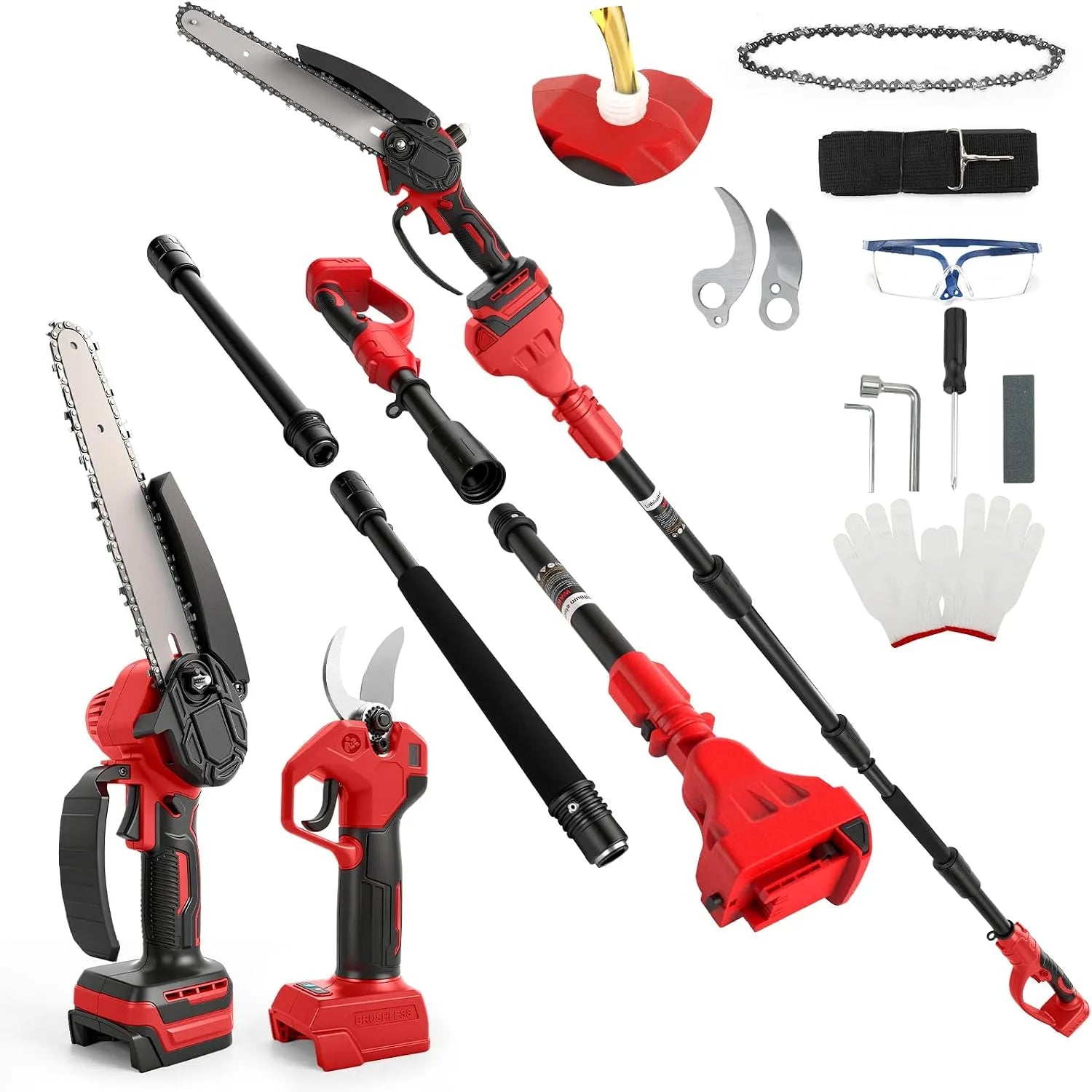 Milwaukee 18 Sécateur, manche télescopique, 28 mm, 4 m, 18 V, pour l'entretien du jardin