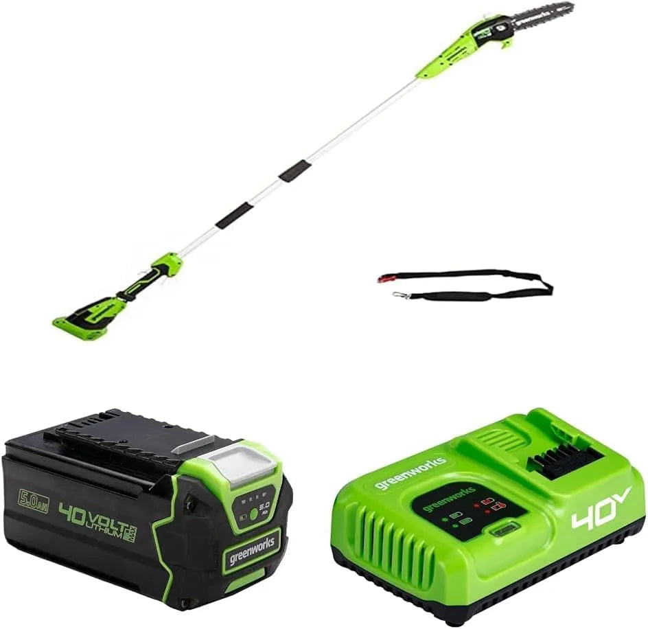 Greenworks G40PSF Élagueuse sur Perche 8-Pouces – affichage LED, 3 Niveau ×, 2.58 m, 40V, 5Ah