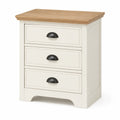 Table de chevet en MDF et chêne avec trois tiroirs Blanc