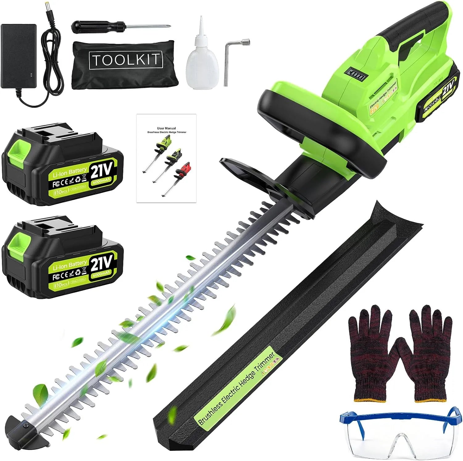 Taille-haies – sans fil, en acier, 50 cm, 16 mm, 21 V, 4000 mAh, pour l'entretien du jardin