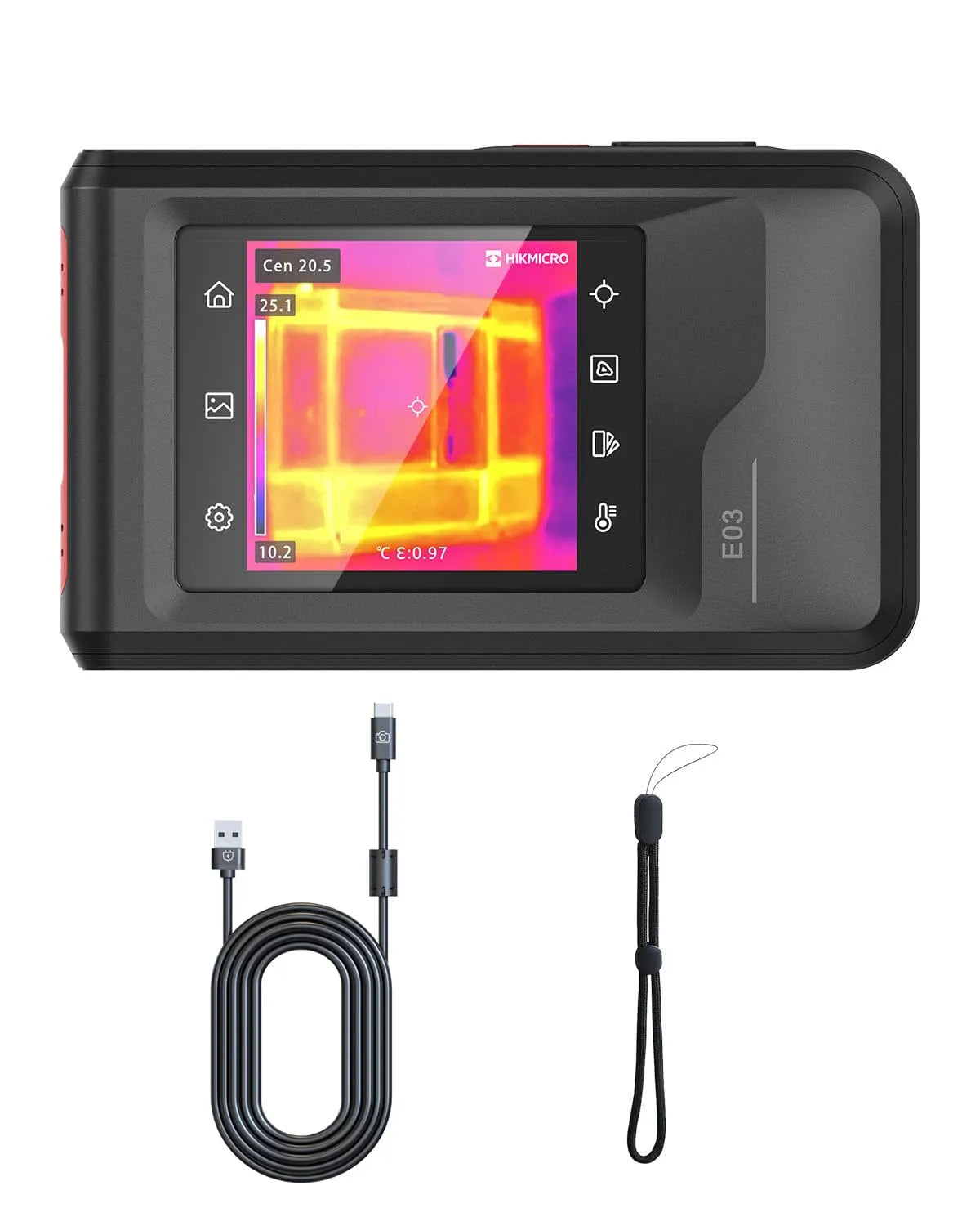E03 Caméra d'imagerie thermique compacte de poche, format compact, avec caméra, avec écran, écran tactile, 25 Hz, HIKMICRO E03