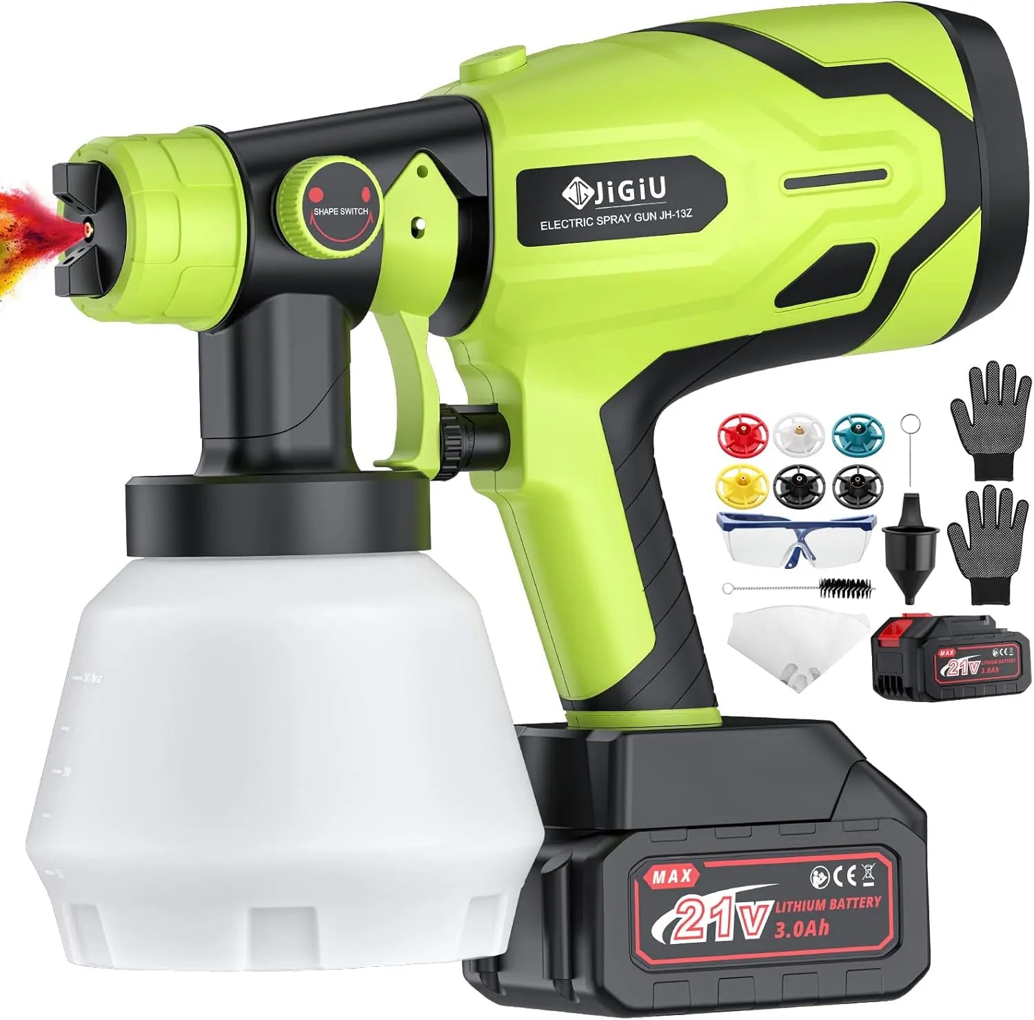Pistolet à peinture et pulvérisateur de peinture, sans fil, 21V, vert