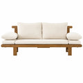 Canapé extérieur en bois d'acacia avec coussins en polyester beige 180 cm
