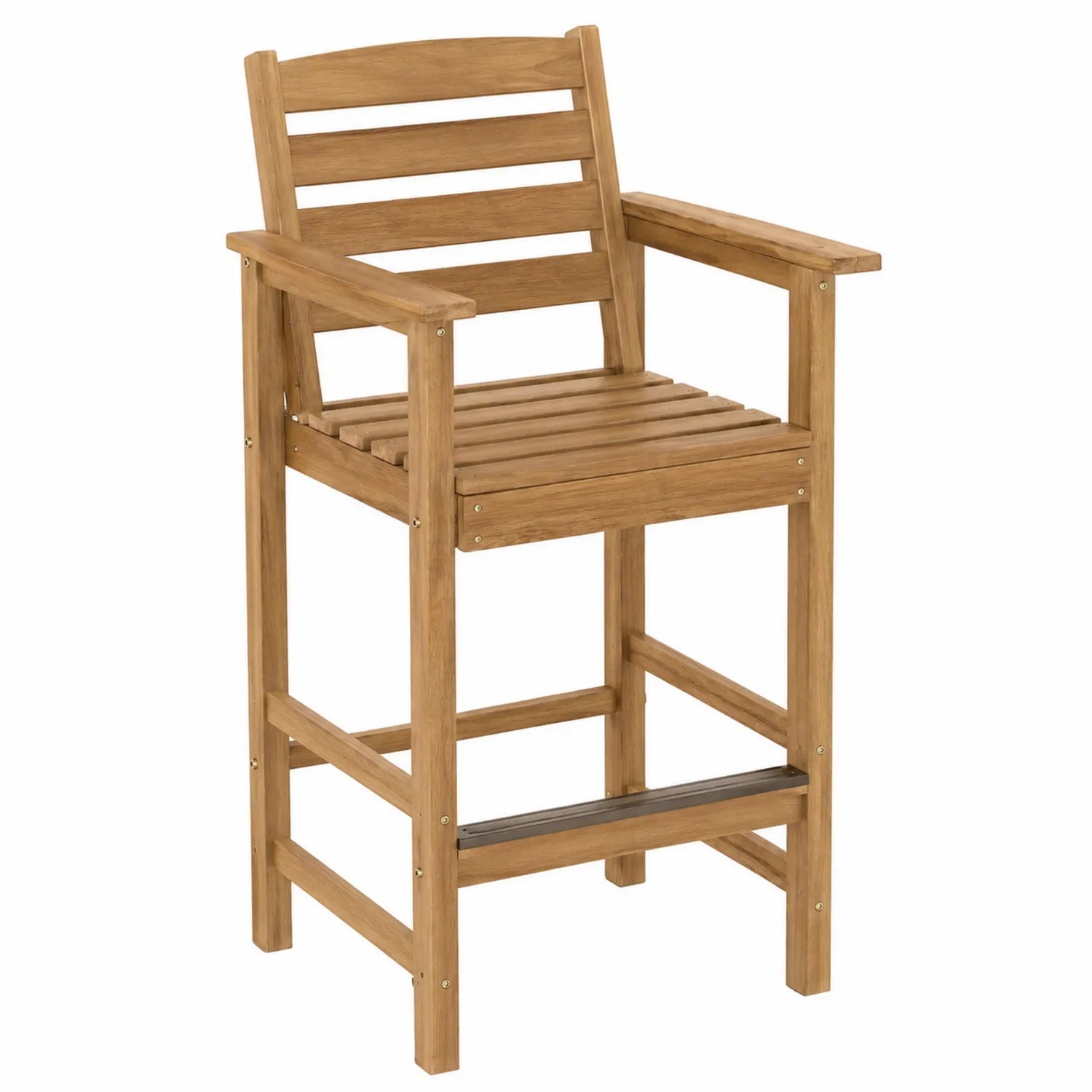 Chaise haute en bois de teck pour extérieur avec accoudoirs 120 cm