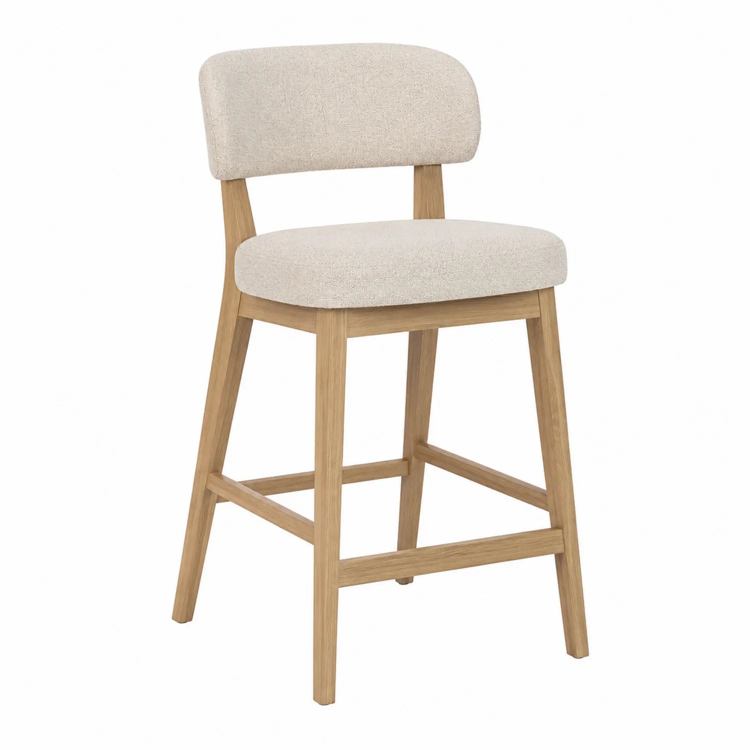 Tabouret de bar en tissu polyester avec cadre en bois chêne 104 cm
