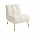 Fauteuil en tissu bouclé avec pieds en métal doré