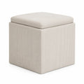 Repose-pieds cube en velours côtelé beige