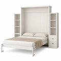 Lit escamotable en bois blanc avec étagères 200x140 cm