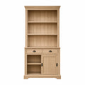 Bibliothèque en bois avec portes coulissantes et tiroirs, 200x90x40 cm