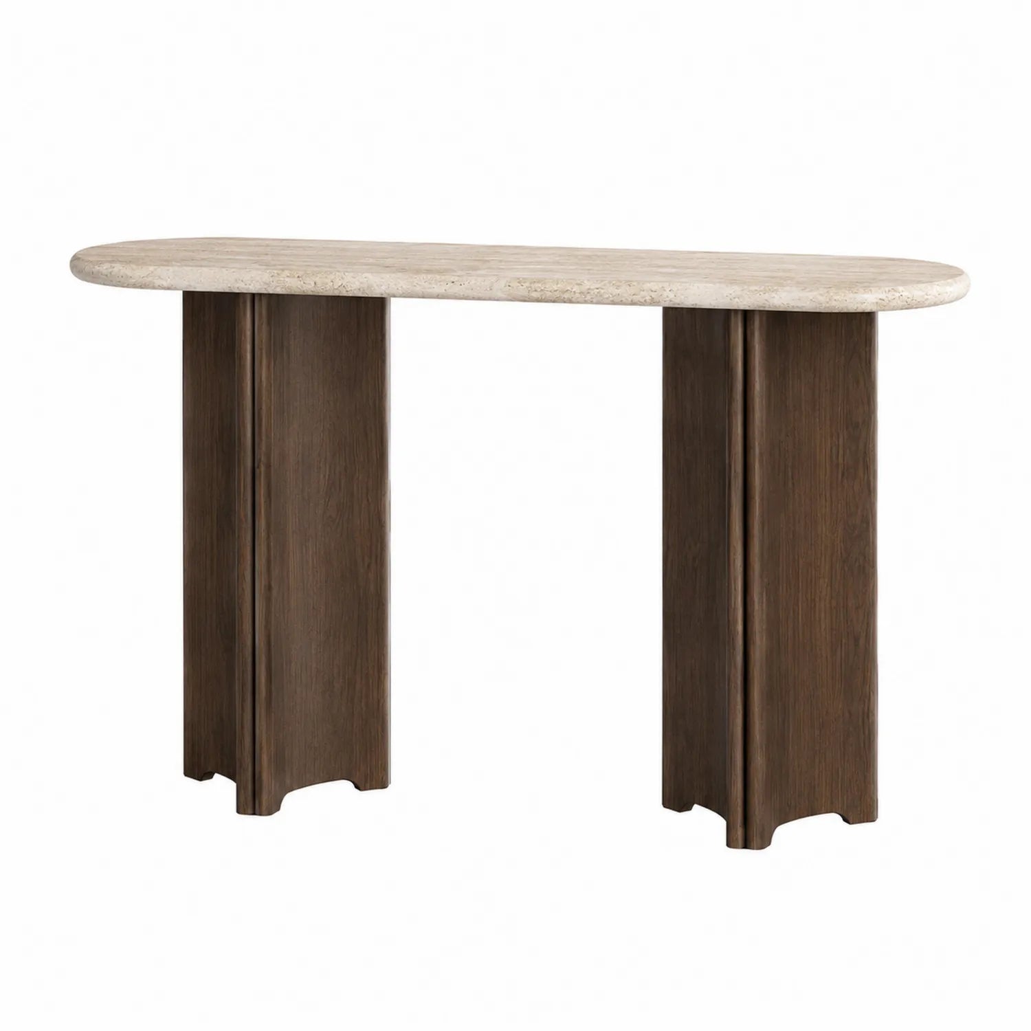 Table Console en Bois et Pierre Naturelle Brun/Beige 120x40x75 cm