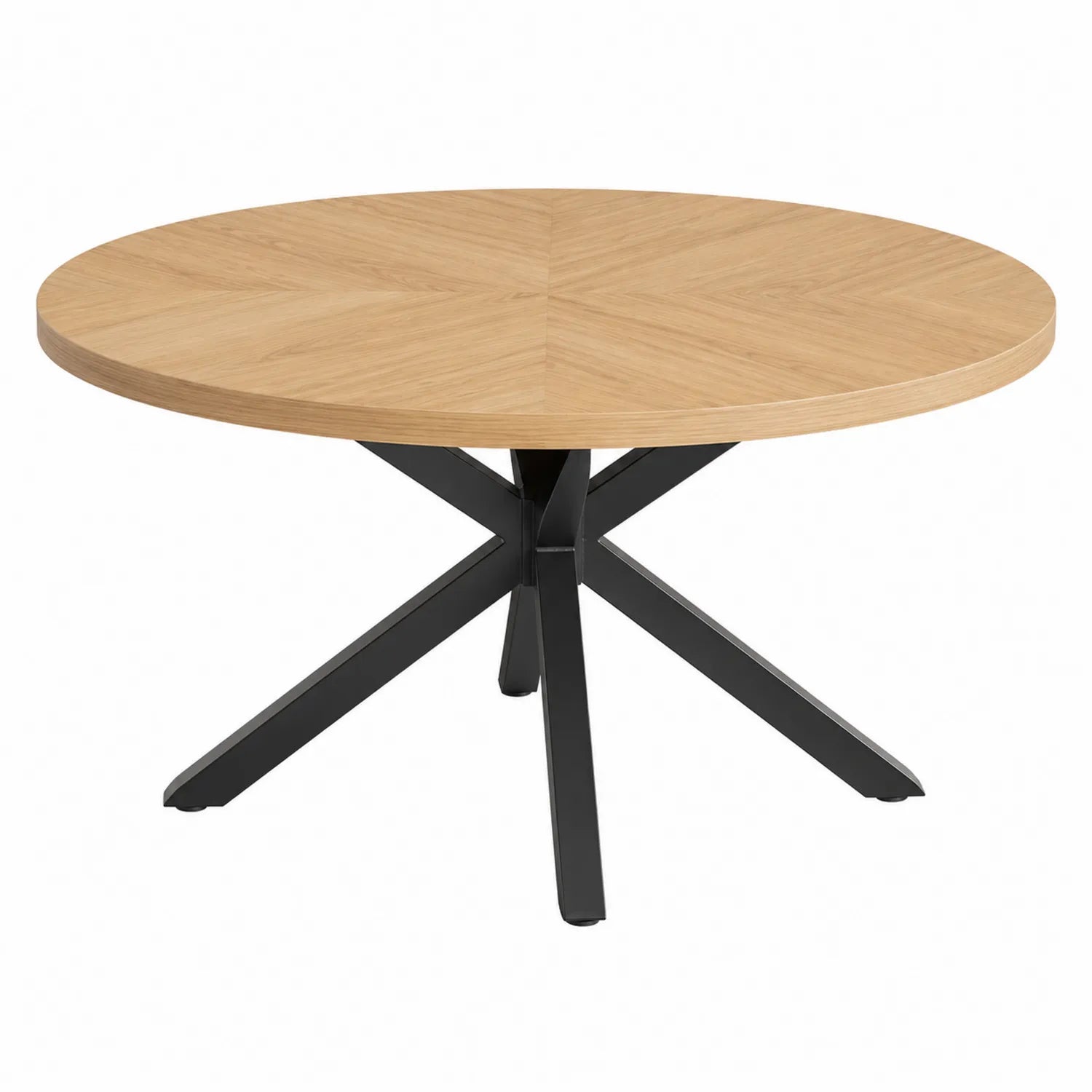 Table ronde en chêne et métal noir 120 cm